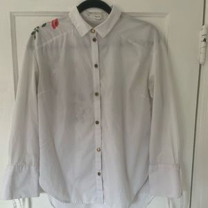 Embroidered white button-up